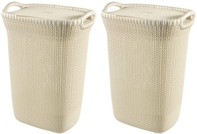 Curver Knit Wasmand met deksel - 57L - 2 stuks - Wit