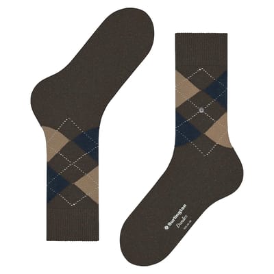 Burlington Dundee gedessineerd wol sokken heren bruin - maat 40-46