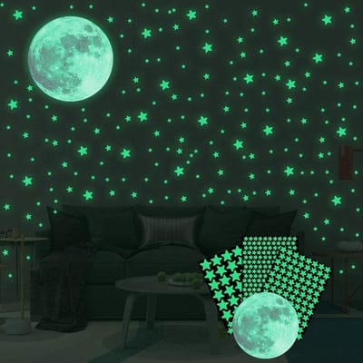 334 stuks Glow In The Dark Sterren en Maan Stickers – Sterrenhemel Muurstickers Kinderkamer / Slaapkamer / Babykamer – Lichtgevende sterren
