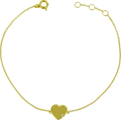New Bling 9NBSAM-G190247 Gouden Armband - Dames - Hartje - 5 x 5,2 mm - Zirkonia - Ankerschakel - 16 + 1 + 1 cm - 14 Karaat - Goud
