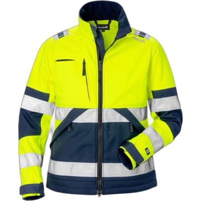 Fristads Hi Vis Softshelljack Dames Klasse 2 4183 Wyh - Hi-Vis geel/marineblauw - XS