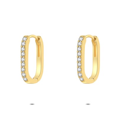 Twice As Nice Oorbellen in 18kt verguld zilver, ovale oorring
