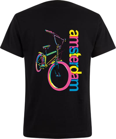 Zwart Neon Tshirt Full Color Bike Amsterdam S