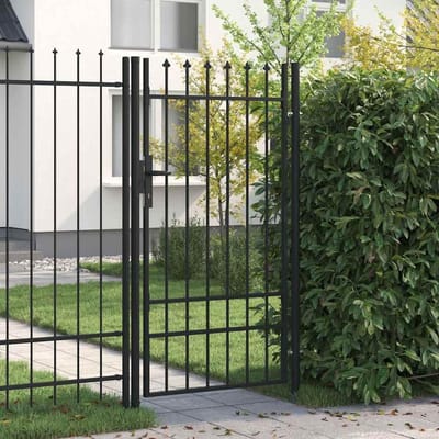 Sierlijke Tuinpoort met Puntige Bovenkant 1x1,75 m Zwart Staal