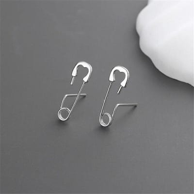 Hip Hop Mode 925 Sterling Zilver Handgemaakte Paperclip Pin Stud Oorbellen voor Vrouwen Fijne Sieraden Oorbellen Cadeau E406 gray
