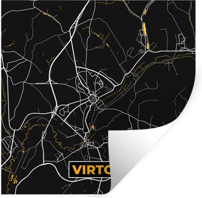 Muurstickers - Sticker Folie - Stadskaart - Virton - Gold - Kaart - Plattegrond - 100x100 cm - Plakfolie - Muurstickers Kinderkamer - Zelfklevend Behang XXL - Zelfklevend behangpapier - Stickerfolie