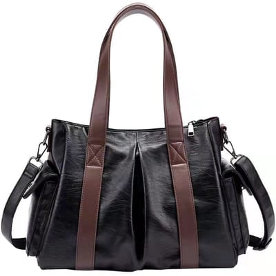 Europa en De Verenigde Staten Grote Capaciteit Zachte Pitot Tas Damesmode Handtas Enkele Schouder Retro Crossbody Tas Vrouw zwart