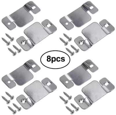 TLVX 4 Sets Grote Meubel Klem Connector Extra Stevig / Bankstel Verbinden / Ophangsysteem Kast / Keukenkastjes / Fotolijst / Beugel Interlock / Muurhaken / Bevestiging Gesp / Sterke Montage Ophangbeugels / Demontabel / (8 stuks incl. Schroeven)