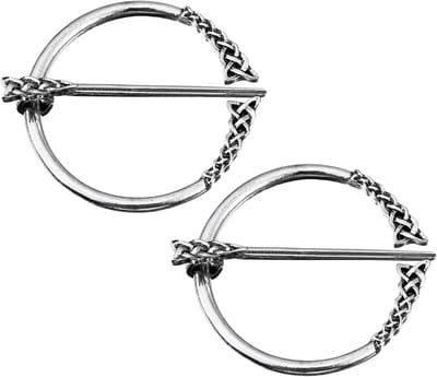 Vintage broche, capelspelden, 2 stuks, penannulaire broche, capeklem, sjaalspel, schouderstukken, gebreide broche, gesp voor dames en heren, kostuumaccessoires (lichtzilver)