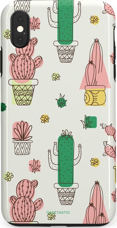 Casetastic Hoesje Geschikt voor Apple iPhone Xs Max - Stijlvolle Beschermende Duo-layer Case - Vrolijke cactus