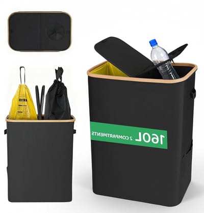 Afvalscheider van 160L met deksel, ideaal voor flessen, vacuümcontainer en flessenverzamelaar voor de keuken