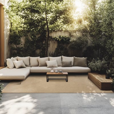 tectake® Vloerkleed 200 x 290 cm – Gevlochten Kleed in Jute-Look – Boho Vloerkleed voor Binnen en Buiten – Weerbestendig en Onderhoudsvriendelijk – Natuurkleur