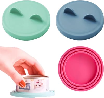 Set van 3 Siliconen Deksel voor Honden- en Kattenvoerblikken - Ideaal voor Versheid, Opslag en Bescherming - Roze, Grasgroen, Luchtblauw