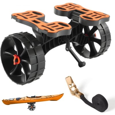 VEVOR Kajakkar, 136 kg, opvouwbare kanokar met 25,4 cm massieve rubberen banden en 1 ratelband, bootkar voor het vervoeren van kajaks, kano's, paddleboards, Jon Boats, watersportuitrusting, 615 x 325 x 320 mm
