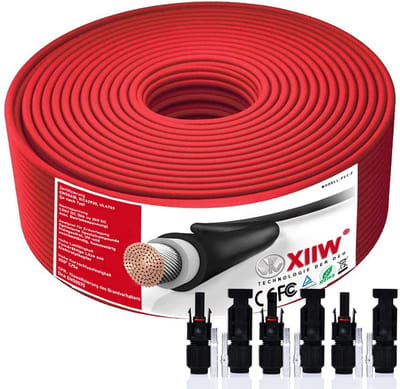 Zonnepaneel Kabel - Verlengkabel PV - Energie Opwekken - UV- en Vochtbestendig - 6 mm² 50 m - Rood
