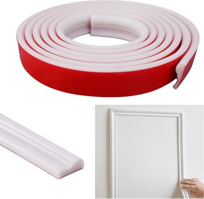 Peel en Stick Wandafwerking voor Tafel en Stoelen, 32mm Brede Zelfklevende Panelen, Waterdichte Witte TPE Mouldings voor Thuisdecoratie en Wandbescherming