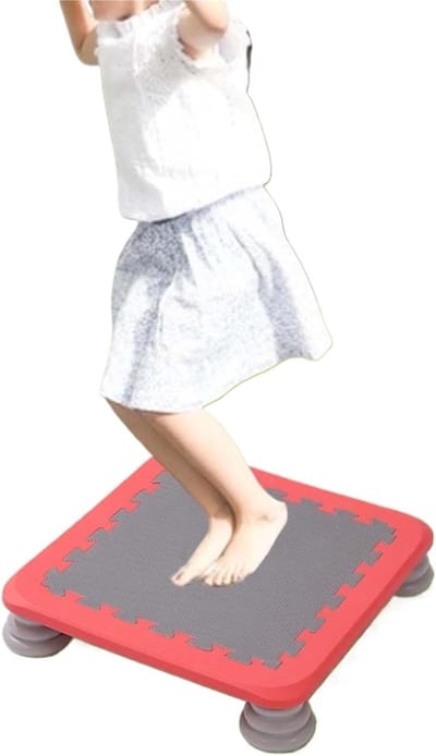 Indoor Trampoline - Kinder Trampoline Springen - Fitness Thuis - Antislip Poten - 65cm x 65cm - Rood