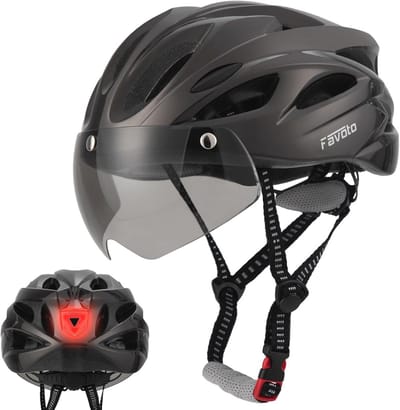 Veilige Fietshelm voor Volwassenen met Vizier en Achterlicht - Instelbare Maat 57-61 cm