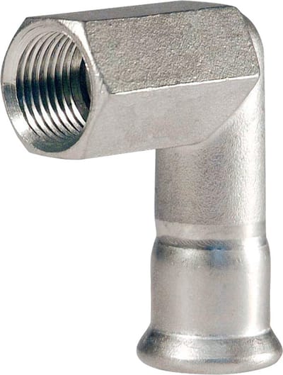 Bonfix Press - RVS 316 - perskoppeling - Kniekoppeling -  90° - 1/2" x 18 mm - lange binnendraad x Press - KIWA - DVGW - WRAS keur
