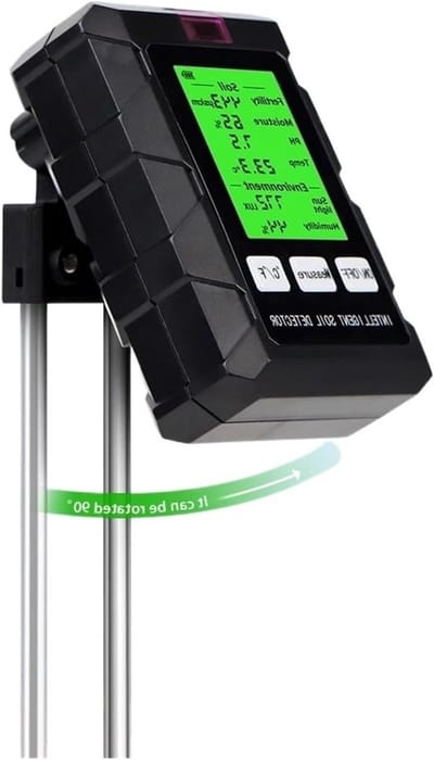 Bodemmeter 6-in-1 - Bodemtester pH-meter - Plantenverzorging Tuin - 90 Graden Draaibaar - N.v.t. - Zwart