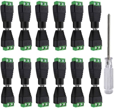 Dailygoody - DC Stekker Kit - 12 Paar 12 V / 24 V - Perfect voor CCTV-camera's - Groen - Power Jack Set - Inclusief schroefklem - Geschikt voor divers.
