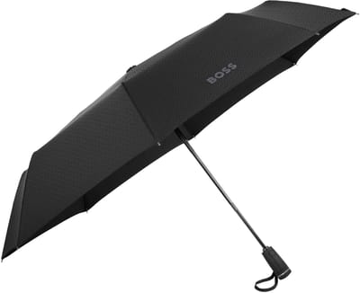HUGO BOSS Paraplu Double B Pocket Umbrella Black & Gun Zwart