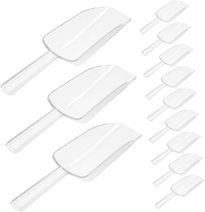 QTTVBTNA -12 stuks transparante plastic ijsschep, multifunctionele schep voor snoep, popcorn, ijs, rijstmeel en keukengadget voor thuis