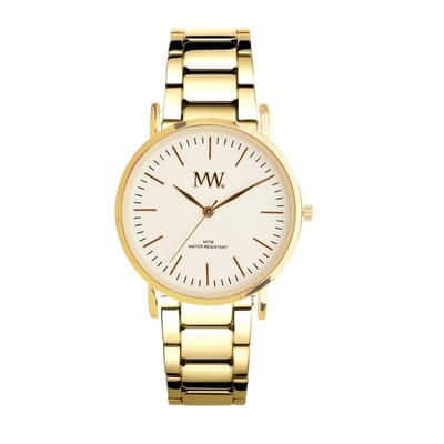 MW Flat Gold horloge-Sports Metal BiColor white dial