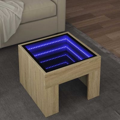 vidaXL - Salontafel - met - Infinity - LED - 40x40x30 - cm - sonoma - eikenkleurig