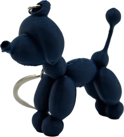 Poepende ballon hond sleutelhanger - Zwart - 3d geprint - Cadeau dierenliefhebber – Sleutelhanger dier – 5cm