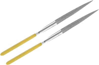 Diamant Gecoate Vijl Set van 2 - Half Ronde Vijlen voor Metaal, Glas en Steen, 3mm Schacht, 140mm Lang
