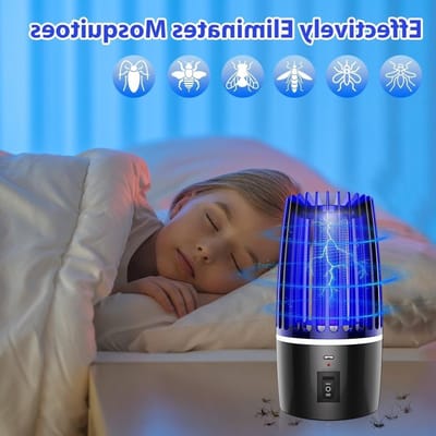 Effectieve 2-in-1 Muggendoder Lamp voor Binnen en Buiten, 360° Draagbare Insectenbestrijdingslamp met UV Licht en Nachtverlichting voor Kamperen en Tuingebruik