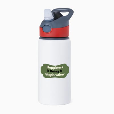 Hacebo® - happiness is being a stepbrother waterfles met rietje rood - Broer - de liefste stiefbroer - verjaardag - cadeautje voor broer - broer artikelen - kado - geschenk - water fles - 650ML
