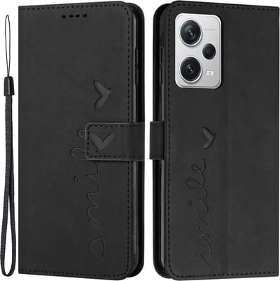 Coverup Hoesje - Geschikt voor Xiaomi Redmi Note 12 Pro 5G / Poco X5 Pro Hoesje - Coverup Smile Book Case - Zwart