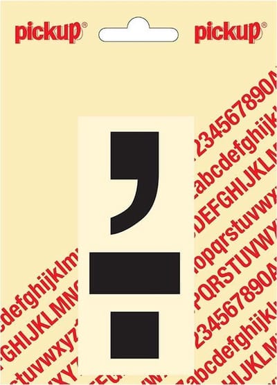 Pickup plakletter Helvetica 100 mm - punt komma zwart