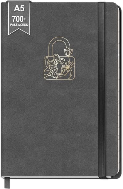 Grote Notitieboeken - Schrift Leren - Ideeën Vangen - Lotus Patroon - 21 x 14 cm - Donkergrijs