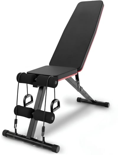 KAD® Fitnessbank - Opvouwbare Fitnessbank - Verstelbare Halterbank voor Krachttraining - Zwart - 114cm x 43cm x 120cm