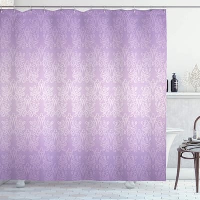 ABAKUHAUS douchegordijn paars – barok krullen, 175x180 cm, stof