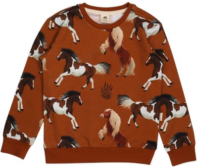 Walkiddy® Sweatshirt – Jongens & Meisjes – Joyful Horses serie – Maat 116 – GOTS-gecertificeerd Biologisch Katoen