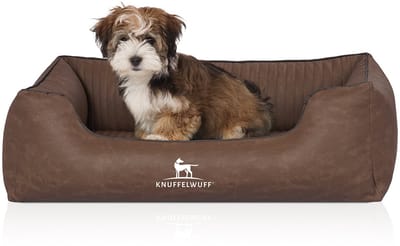 Knuffelwuff orthopedisch hondenbed Columbia van laser-gewatteerd kunstleer M-L 85 x 63cm bruin