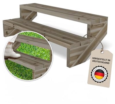 Terrastrap met 2 Treden van Massief Grenenhout, Compleet met Wangen en Planken
