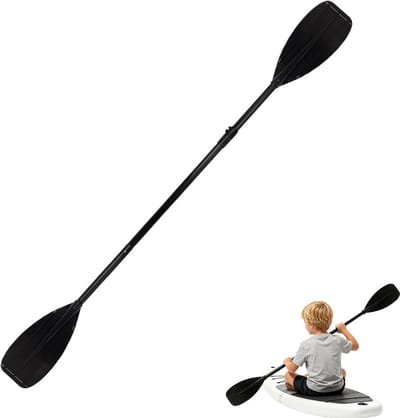 Kajakpeddel Kinderen - Tweedelig peddel - Watersport Avonturen - Lichtgewicht Koolstofvezel - 165 cm - Zwart