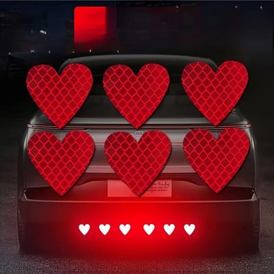6 stuks Rode Hart Reflecterende Stickers - Geschikt voor Auto's, Motoren, Elektrische Voertuigen Multifunctionele Sticker, Verbetert Nachtzichtbaarheid en Modegevoel