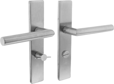 Intersteel Deurkruk Jura op schild verdekt rechthoekig 219x40mm met nokken wc 63/8mm rvs EN1906/4