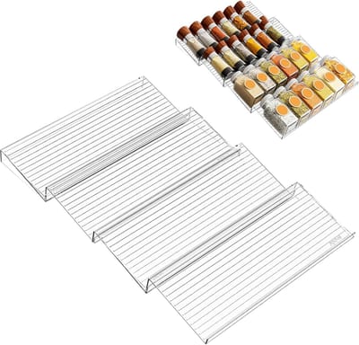 SnelShoppen - Kruidenrek voor lade - Uittrekbare kruidenlade-organizer - 27 tot 58 cm - Acryl - 4 stuks - Transparant - Keuken en kast