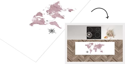 Keukenloper - Loper keuken - Wereldkaart - Marmer - Chic - 150x50 cm - Keukenloper vinyl
