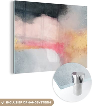 MuchoWow® Glasschilderij 120x90 cm - Schilderij acrylglas - Verf - Abstract - Design - Foto op glas - Schilderijen