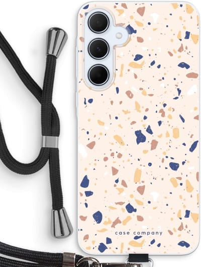 Case Company® - Hoesje met koord geschikt voor Samsung Galaxy A35 hoesje met Koord - Terrazzo N°23 - Telefoonhoesje met Zwart Koord - Bescherming aan alle Kanten en Over de Schermrand