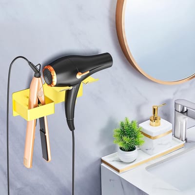 Muurbeugel voor Haardroger en Steilijzer - RVS, Zelfklevend, Ideaal voor Badkamer en Slaapkamer - Ruimtebesparend en Elegant Ontwerp