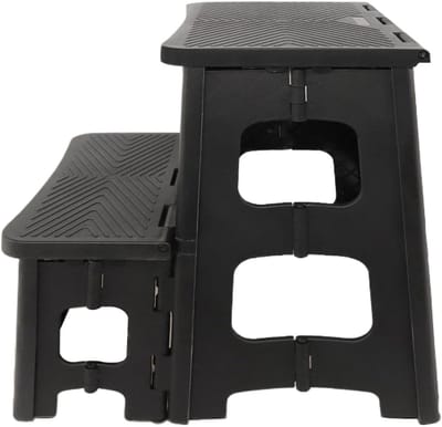 Brede keukentrap - 2-traps ladder - Keuken en thuis - Antislip opvouwbaar - 34B x 11H cm - Zwart